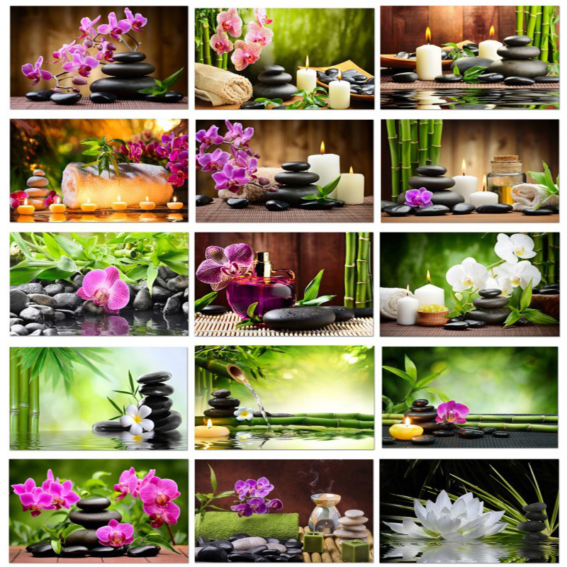 Spa Wellness Images - Zen Spa Stone Green Bamboo Canvas