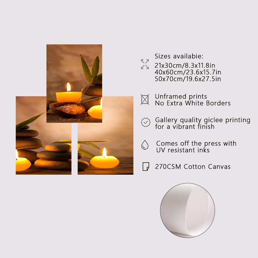 3PCS Frameless Canvas Painting - Spa Wellness Images 리뷰 및 가격